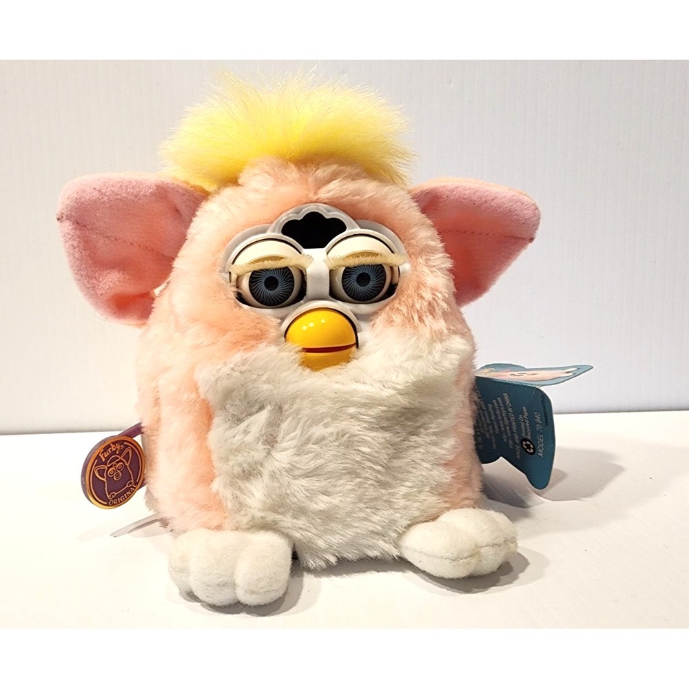 1999 Electronic Furby Babies  Pink White Yellow  original box and booklets ***